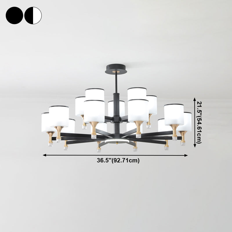 Glass Ceiling Hung Fixtures Modern Cylinder Pendant Lighting for Living Room