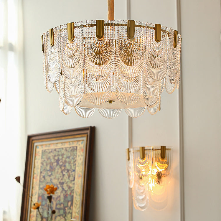 Copper Tiered Glass Ceiling Pendant Contemporary Ceiling Lighting Fixtures