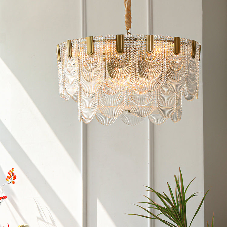 Copper Tiered Glass Ceiling Pendant Contemporary Ceiling Lighting Fixtures