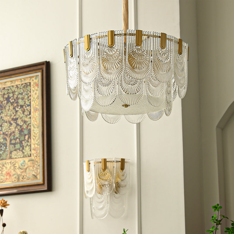 Copper Tiered Glass Ceiling Pendant Contemporary Ceiling Lighting Fixtures