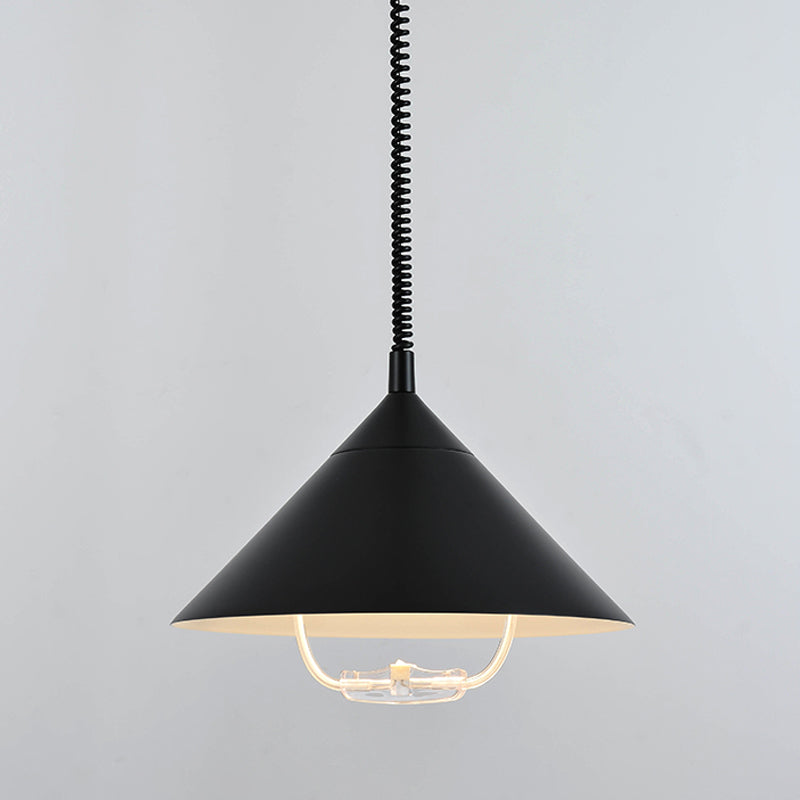 Cone créatif moderne suspension de la lampe givrée en aluminium Light avec de l'ombre en verre