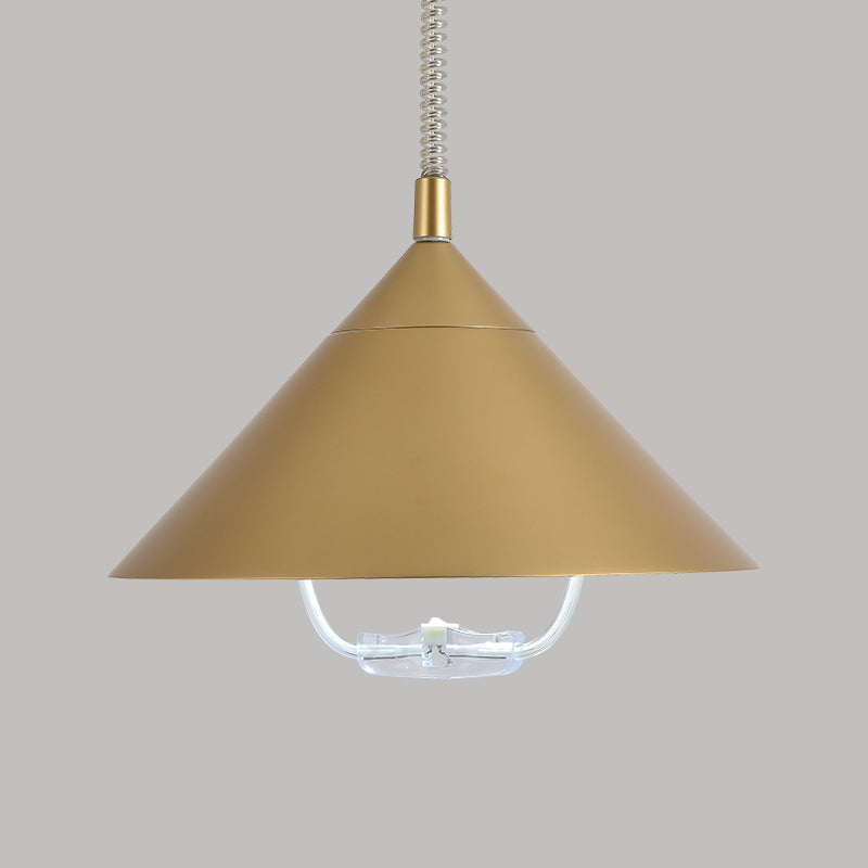 Cone créatif moderne suspension de la lampe givrée en aluminium Light avec de l'ombre en verre