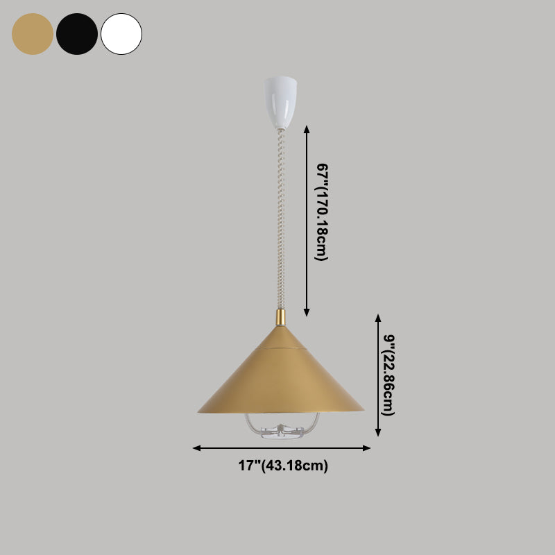 Cone créatif moderne suspension de la lampe givrée en aluminium Light avec de l'ombre en verre