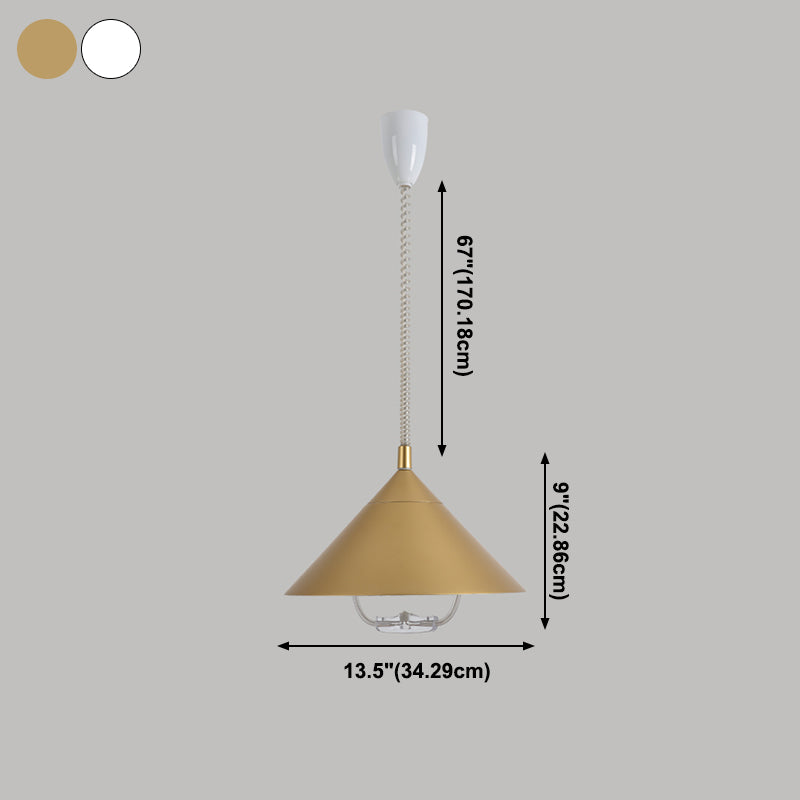 Cone créatif moderne suspension de la lampe givrée en aluminium Light avec de l'ombre en verre