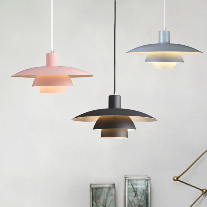Moderne Noordse macaron hangende lamp Aluminium geometrische hanger licht voor eetkamer