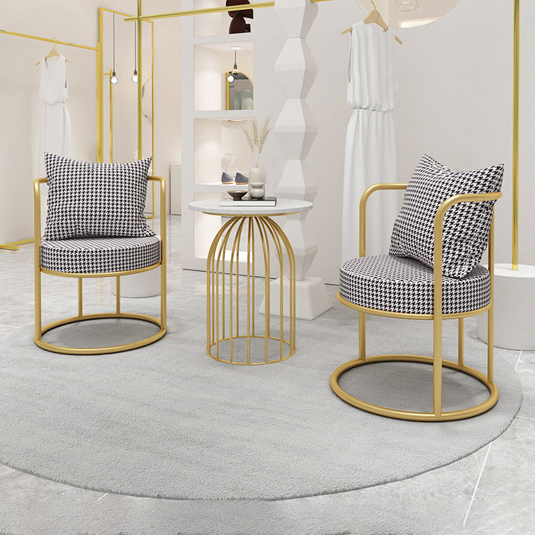 Silla de comedor de tela de lino de estilo escandinavo, silla lateral de comedor con respaldo abierto