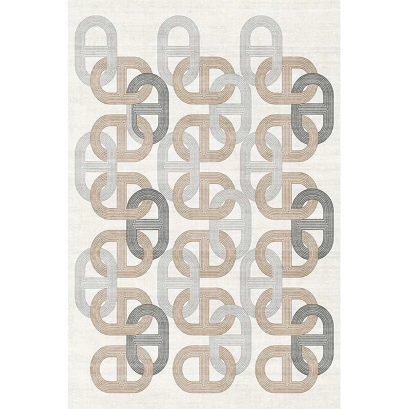 White Casual Rug Blending Buckle Indoor Rug Stain Resistant Rug for Living Room
