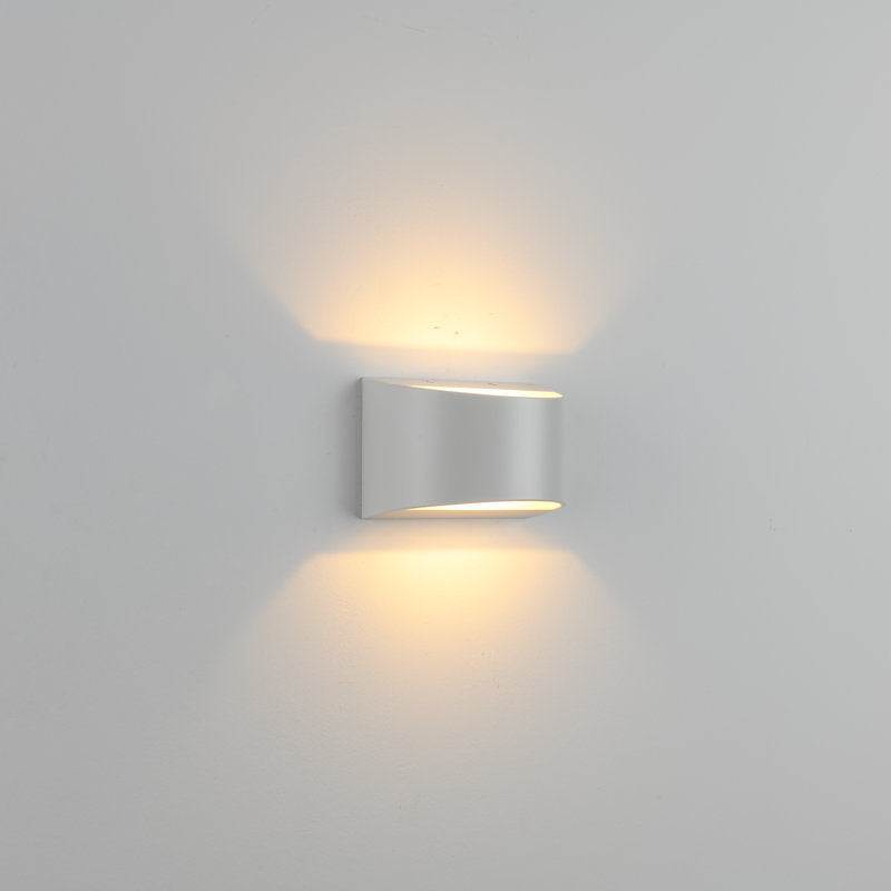 Contemporary Style Half-Cylinder Wall Mounted Light Metal 2 Lights Wall Washer Sconce in White