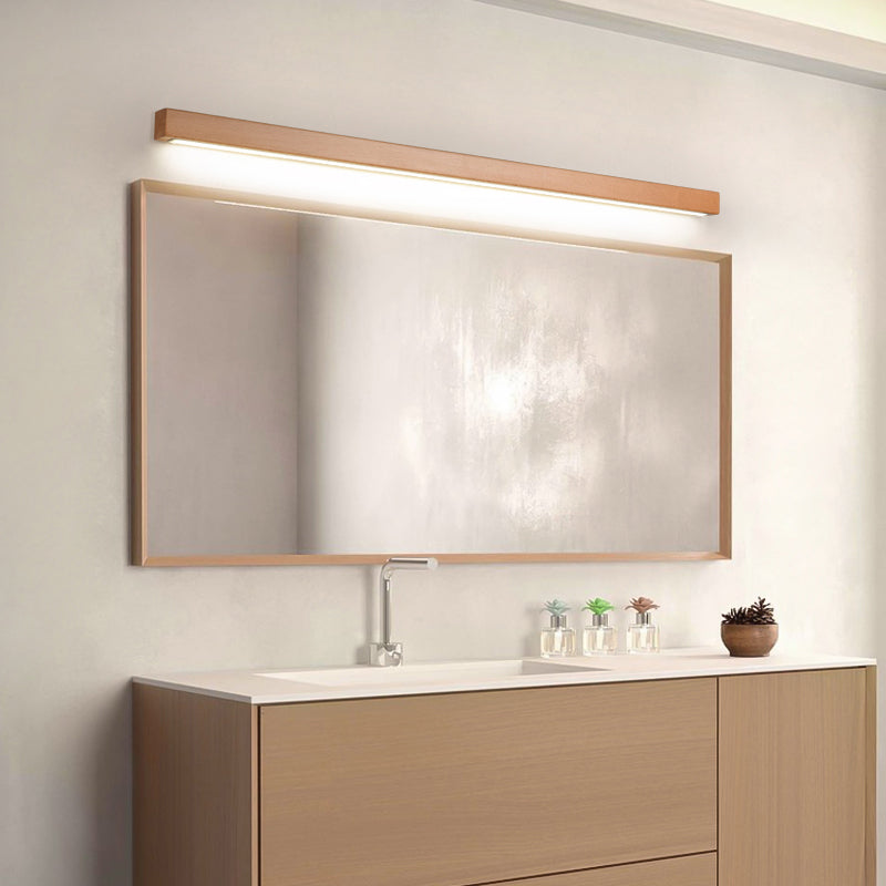 1 Light Wood Linear Wall Lighting Modern Style Wall Mounted Light Fixture in Brown