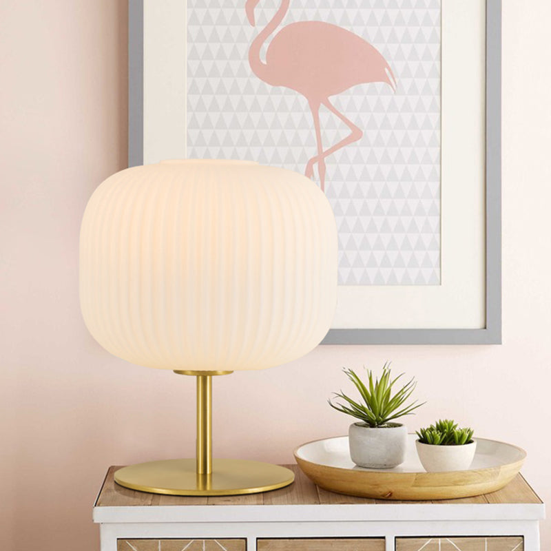 Lampada da tavolo da letto a 1 tratto illuminazione notturna in metallo oro moderno con tonalità di vetro prismatico ovale