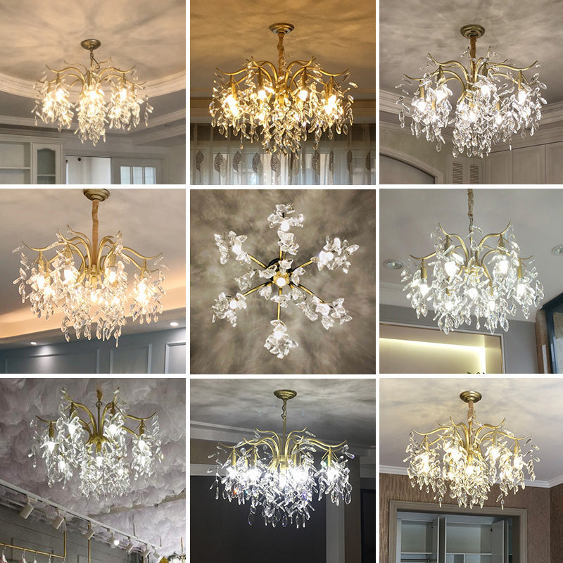American Branch Chandelier Crystal Multi Light Hanging Light for Bedroom