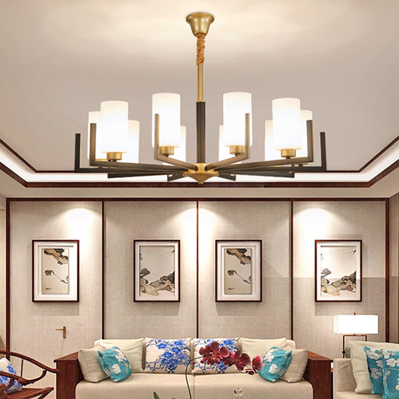 Modern Cylinder Chandelier Glass Multi Light Hanging Light for Bedroom