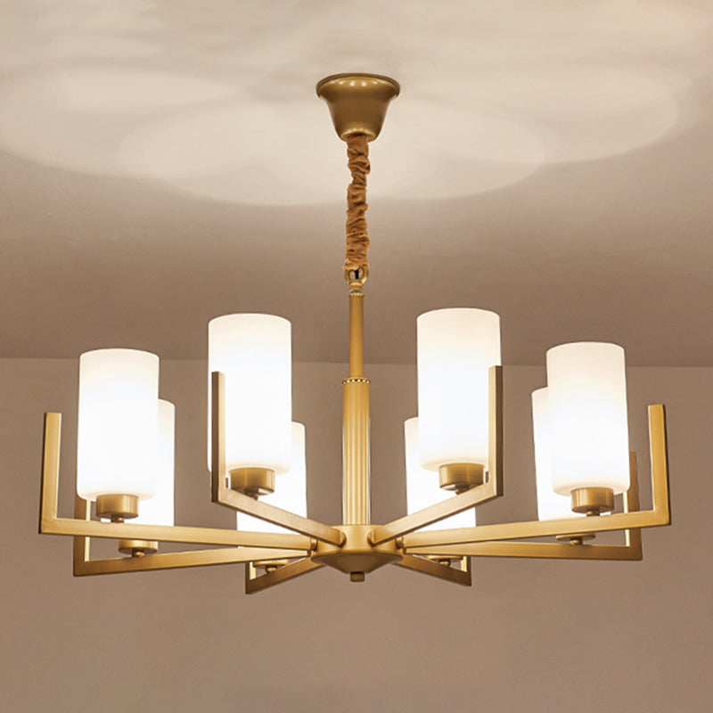 Modern Cylinder Chandelier Glass Multi Light Hanging Light for Bedroom