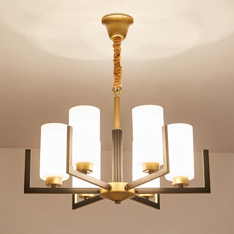 Modern Cylinder Chandelier Glass Multi Light Hanging Light for Bedroom