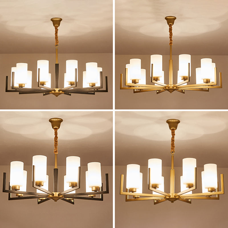 Modern Cylinder Chandelier Glass Multi Light Hanging Light for Bedroom