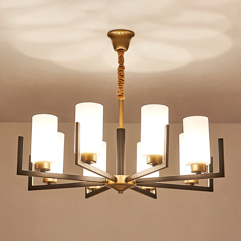 Modern Cylinder Chandelier Glass Multi Light Hanging Light for Bedroom