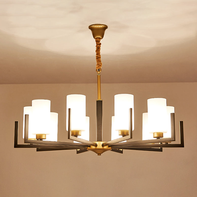 Modern Cylinder Chandelier Glass Multi Light Hanging Light for Bedroom