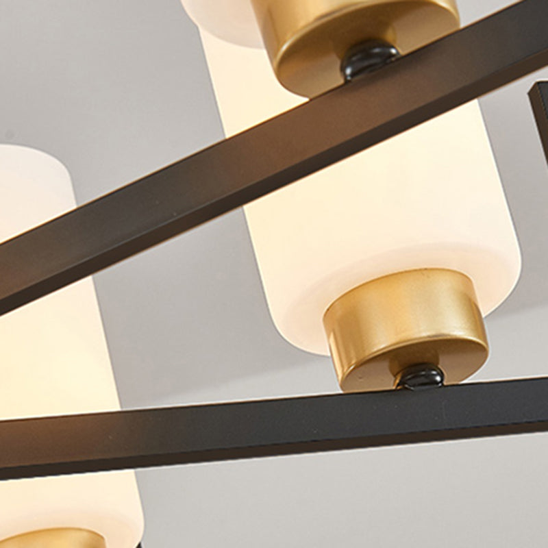 Modern Cylinder Chandelier Glass Multi Light Hanging Light for Bedroom