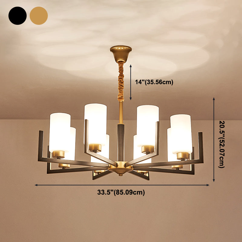 Modern Cylinder Chandelier Glass Multi Light Hanging Light for Bedroom