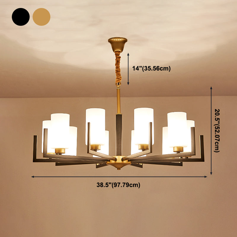 Modern Cylinder Chandelier Glass Multi Light Hanging Light for Bedroom