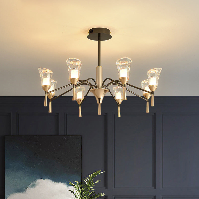 Conical Chandelier Postmodern Acrylic Gold Suspension Light for Living Room