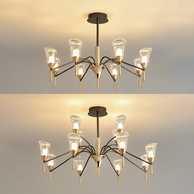 Conical Chandelier Postmodern Acrylic Gold Suspension Light for Living Room