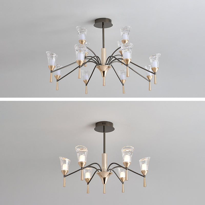 Conical Chandelier Postmodern Acrylic Gold Suspension Light for Living Room