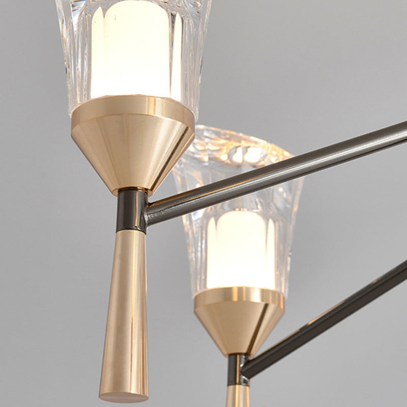 Conical Chandelier Postmodern Acrylic Gold Suspension Light for Living Room