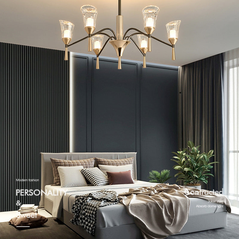 Conical Chandelier Postmodern Acrylic Gold Suspension Light for Living Room