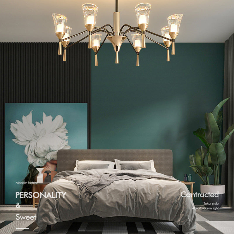 Conical Chandelier Postmodern Acrylic Gold Suspension Light for Living Room