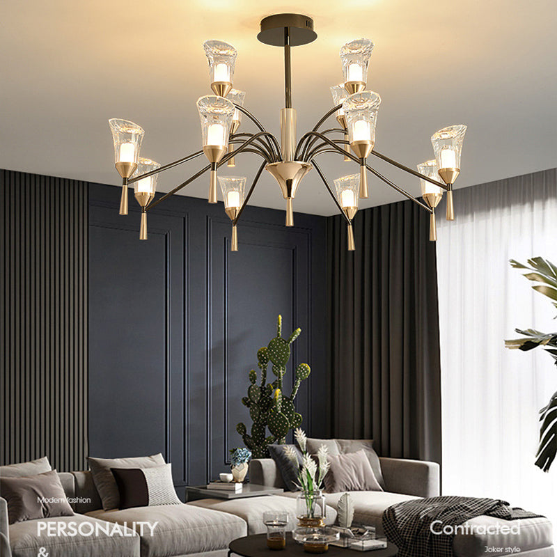 Conical Chandelier Postmodern Acrylic Gold Suspension Light for Living Room