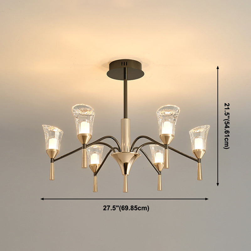 Conical Chandelier Postmodern Acrylic Gold Suspension Light for Living Room