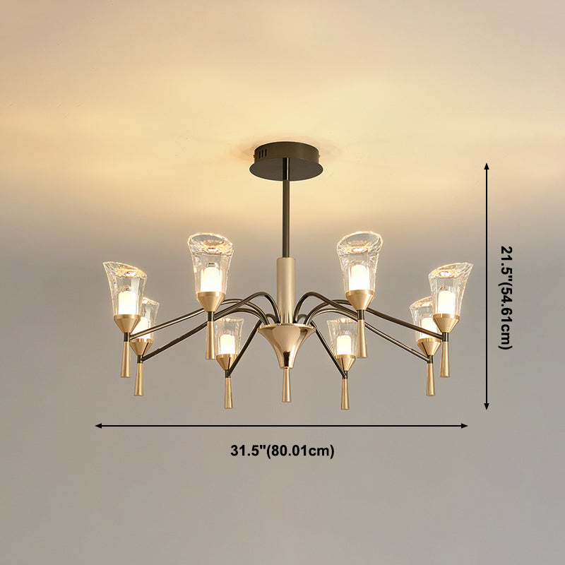 Conical Chandelier Postmodern Acrylic Gold Suspension Light for Living Room