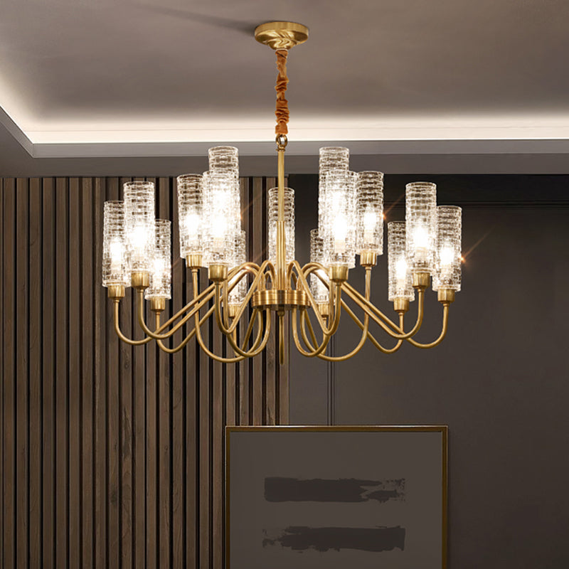 American Style Chandelier Glass Multi Light Hanging Light with Brass for Bedroom