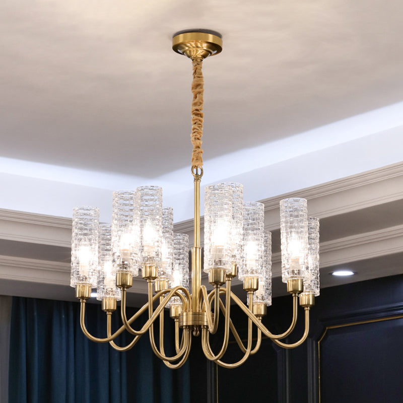 American Style Chandelier Glass Multi Light Hanging Light with Brass for Bedroom