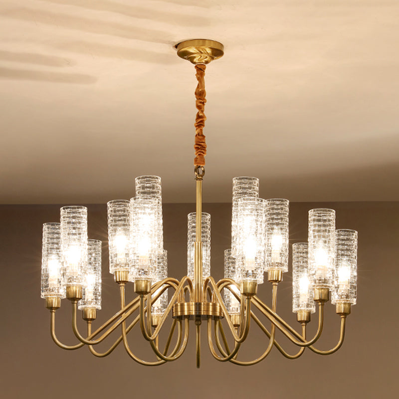 American Style Chandelier Glass Multi Light Hanging Light with Brass for Bedroom