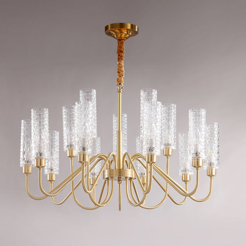 American Style Chandelier Glass Multi Light Hanging Light with Brass for Bedroom