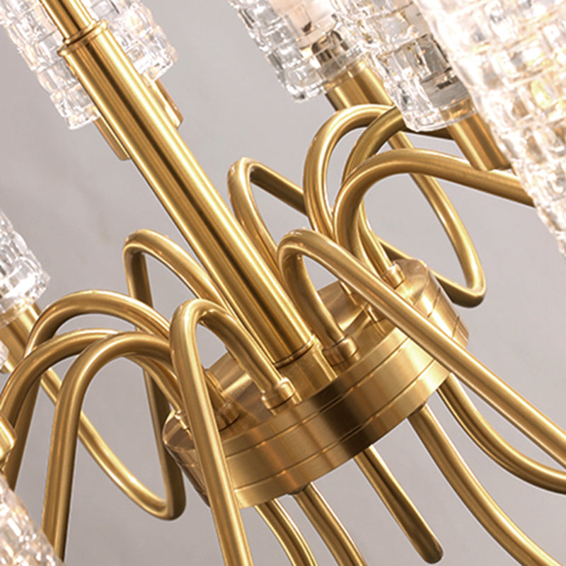 American Style Chandelier Glass Multi Light Hanging Light with Brass for Bedroom