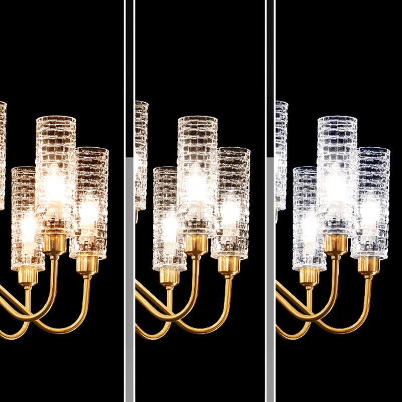 American Style Chandelier Glass Multi Light Hanging Light with Brass for Bedroom