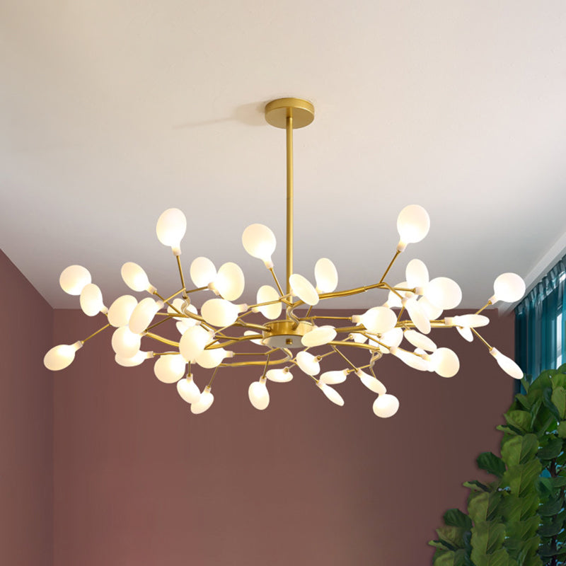 Nordic Trendy Firefly Chandelier Acrylic Living Room Ceiling Suspension Lamp in Gold