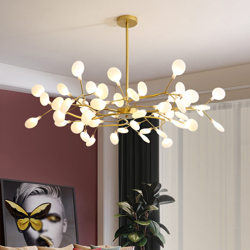 Nordic Trendy Firefly Chandelier Acrylic Living Room Ceiling Suspension Lamp in Gold
