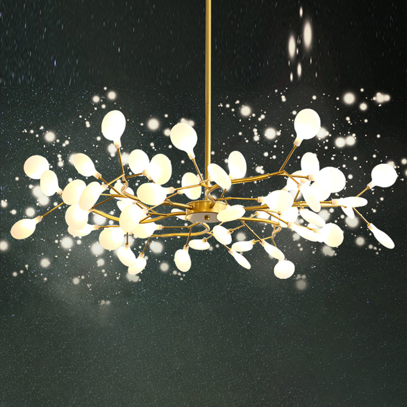 Nordic Trendy Firefly Chandelier Acrylic Living Room Ceiling Suspension Lamp in Gold