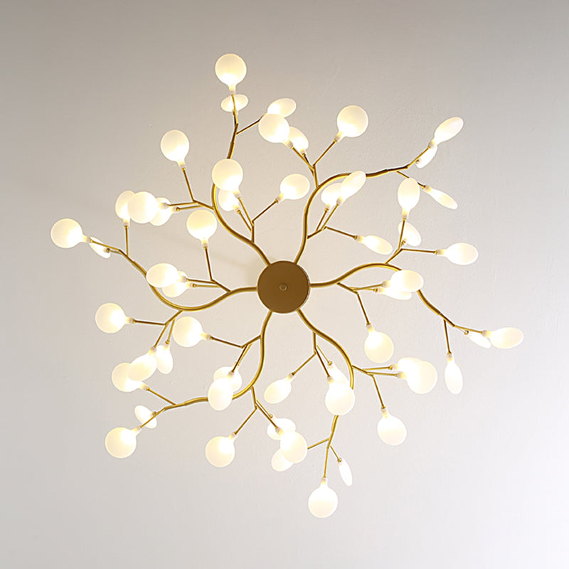 Nordic Trendy Firefly Chandelier Acrylic Living Room Ceiling Suspension Lamp in Gold