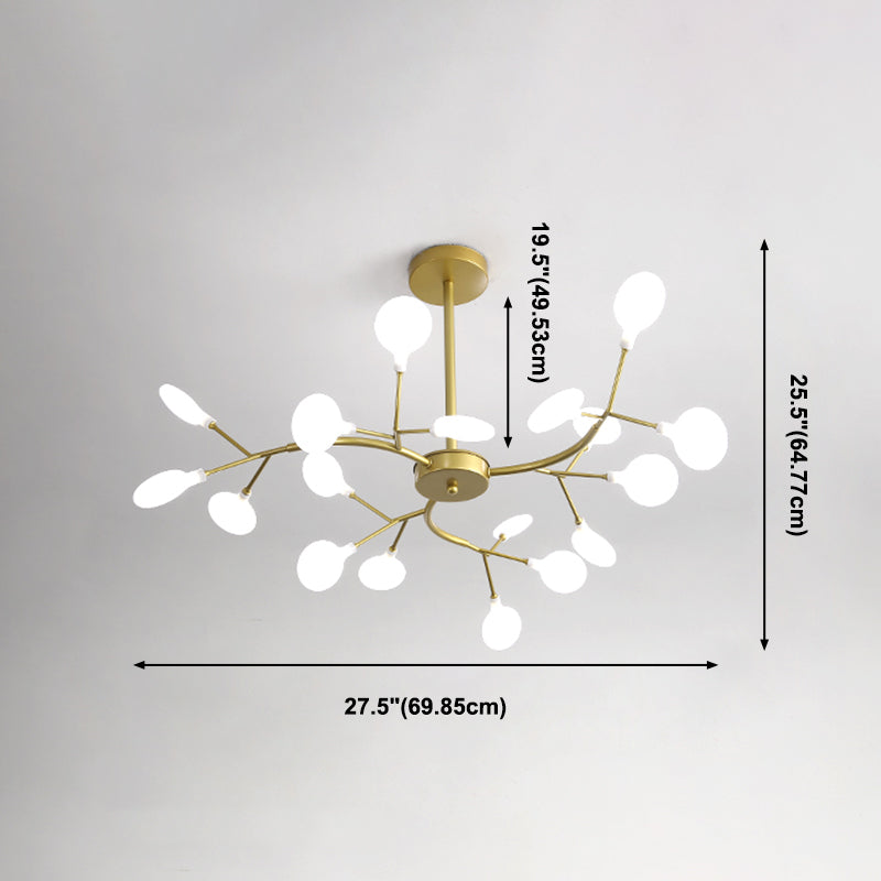 Nordic Trendy Firefly Chandelier Acrylic Living Room Ceiling Suspension Lamp in Gold