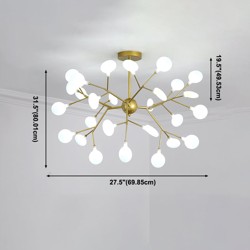 Nordic Trendy Firefly Chandelier Acrylic Living Room Ceiling Suspension Lamp in Gold