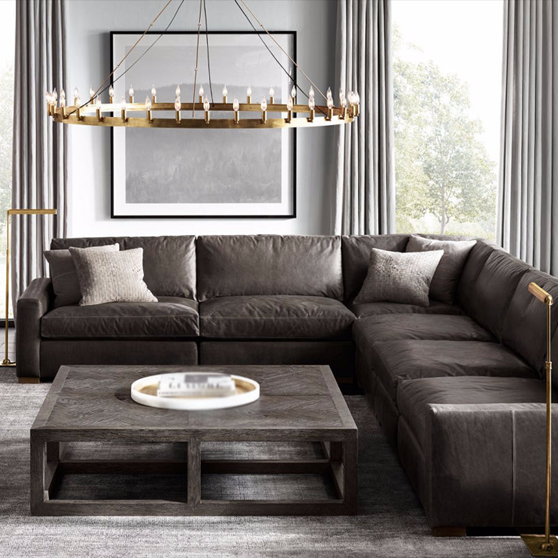 Metal Round Shape Chandelier Postmodern Candle Hanging Lamp for Restaurant