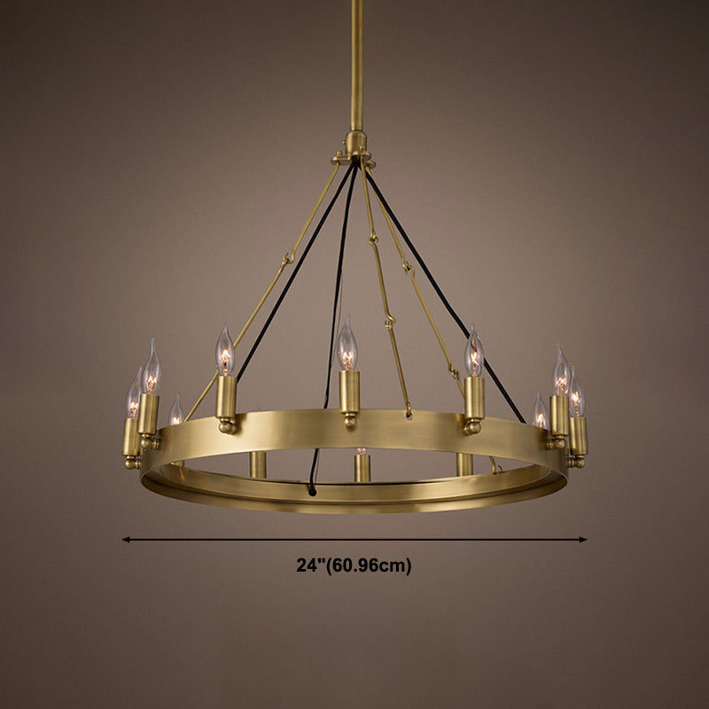 Metal Round Shape Chandelier Postmodern Candle Hanging Lamp for Restaurant