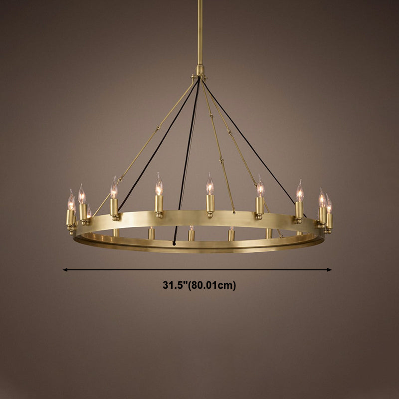 Metal Round Shape Chandelier Postmodern Candle Hanging Lamp for Restaurant