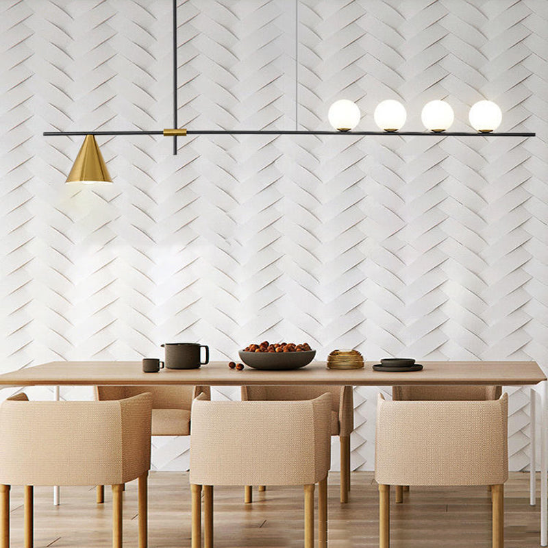 Modern Simple Dining Chandelier Light Dining Room Glass Shade Pendant Light Fixture