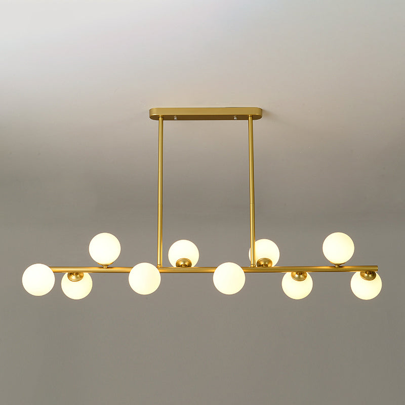 Modern Simple Dining Chandelier Light Round Glass Shade Pendant Light for Dining Room